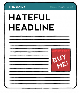 The Daily - Hateful Headline with 'Buy Me' advertiser